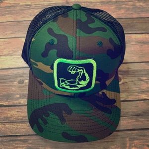 Camo Muscle Bicep Embroidered Patch Hat